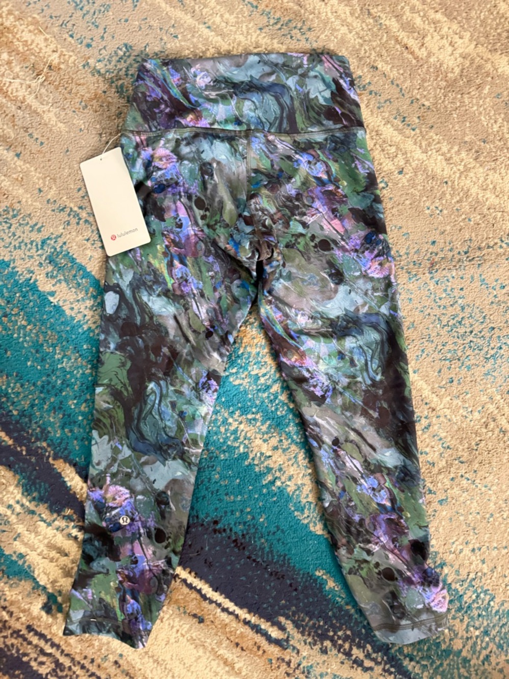 lululemon athletica Girls' Marble Print Leggings in Green, Purple & Blue